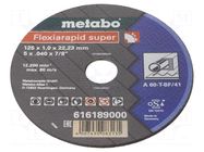 Cutting wheel; Ø: 125mm; Disc thick: 1mm; steel; 22.23mm METABO
