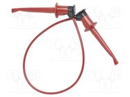 Test lead; 60VDC; 30VAC; 5A; clip-on hook probe,both sides; red POMONA