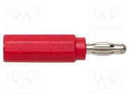 Adapter; 4mm banana; 20A; 600V; red; non-insulated; nickel plated POMONA