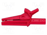 Crocodile clip; 10A; red; Overall len: 48.6mm; Grip capac: max.9mm POMONA