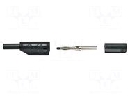 Connector: 2mm banana; plug; 10A; 600V; black; nickel plated POMONA
