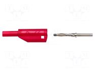 Connector: 2mm banana; plug; 10A; 600V; red; nickel plated; plug-in POMONA