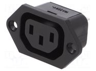 Connector: AC supply; socket; female; 10A; 250VAC; C13 (F),V-lock SCHURTER