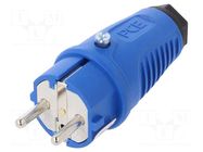 Connector: AC supply; male; plug; 2P+PE; 250VAC; 16A; Colour: blue PCE