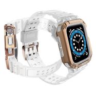 Protect Strap Band Wristband with Case for Apple Watch 9 / 8 / 7 / 6 / 5 / 4 / 3 / 2 / SE / SE2 (41 / 40 / 38mm) Case Armored Cover for Watch Transparent / Rose Gold, Hurtel