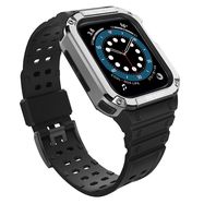 Protect Strap Band for Apple Watch 38/40/41mm Armored Case Strap - Black, Silver, Hurtel