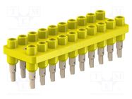 Socket strip; 2mm banana; yellow; 70VDC; 10A; 33VAC; Sockets: 20 STÄUBLI