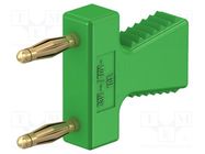 Connector: 2mm banana; stackable safety shunt; green; 10A; 30.4mm STÄUBLI