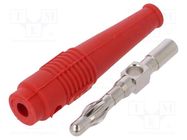 Connector: 4mm banana; plug; 32A; red; 2.5mm2; nickel plated; 69mm STÄUBLI