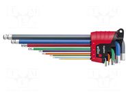 Wrench-set; hex key; Chrom-vanadium steel; blister; 9pcs. WIHA