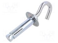 Hook; angular,with a anchor; steel; zinc; Thread len: 75mm DROMET