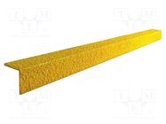 Stair tread; Width: 55mm; L: 1m; fiberglass,resin; H: 55mm; yellow COBA EUROPE