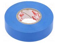 Tape: electrical insulating; W: 19mm; L: 25m; Thk: 0.15mm; blue; 170% SCAPA