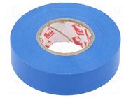 Tape: electrical insulating; W: 19mm; L: 25m; Thk: 0.15mm; blue; 170% SCAPA