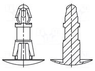 Assembly stud; polyamide 66; L: 8mm; latch/latch; natural; UL94V-2 DREMEC