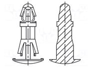 Assembly stud; polyamide 66; L: 14mm; latch/latch; black; UL94V-2 DREMEC