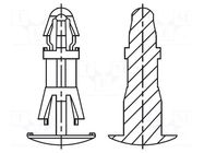 Assembly stud; polyamide 66; L: 6mm; latch/latch; natural; UL94V-2 DREMEC