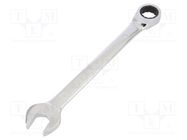 Wrench; combination spanner,with ratchet; 19mm; nickel plated STANLEY