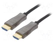 Cable; HDMI plug,both sides; 20m; black; metal DIGITUS