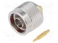 Connector: N; plug; male; straight; 50Ω; soldering,crimped; PTFE AMPHENOL RF