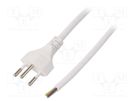 Cable; 3x1mm2; wires,SEV-1011 (J) plug; PVC; 1.8m; white; 10A; 250V LIAN DUNG