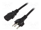 Cable; 3x1mm2; IEC C13 female,SEV-1011 (J) plug; PVC; 1.8m; black LIAN DUNG