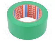 Tape: warning; green; L: 33m; W: 50mm; self-adhesive; Thk: 0.15mm TESA