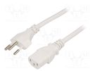 Cable; 3x1mm2; IEC C13 female,SEV-1011 (J) plug; PVC; 3m; white LIAN DUNG