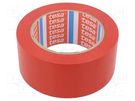 Tape: warning; red; L: 33m; W: 50mm; self-adhesive; Thk: 0.15mm; 160% TESA