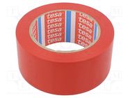 Tape: warning; red; L: 33m; W: 50mm; self-adhesive; Thk: 0.15mm; 160% TESA