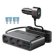 Joyroom JR-CL06 9in1 car charger 154W 5x USB-A / USB-C / 3x cigarette lighter socket PD QC PPS - black, Joyroom
