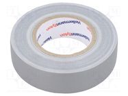 Tape: textile; W: 19mm; L: 10m; Thk: 0.31mm; grey; 64N/cm; 10%; rubber HELLERMANNTYTON