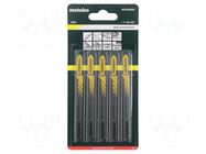 Hacksaw blade-set; wood,plastic; 74mm; 15teeth/inch; 5pcs. METABO