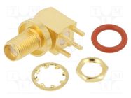 Socket; SMA; female; angled 90°; 50Ω; THT; PTFE; gold-plated; IP67 AMPHENOL RF