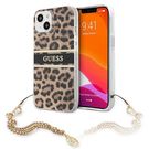 Guess GUHCP13SKBSLEO iPhone 13 mini 5.4" Leopard hardcase Gold Chain, Guess