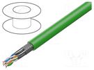 Wire; HELUKAT® 600IND,S/FTP; 4x2x23AWG; 7e; solid; Cu; PUR; green HELUKABEL