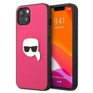 Karl Lagerfeld Leather Ikonik Karl&#39;s Head Metal Case for iPhone 13 mini - Pink, Karl Lagerfeld