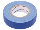 Tape: textile; W: 19mm; L: 10m; Thk: 0.31mm; blue; 64N/cm; 10%; rubber HELLERMANNTYTON