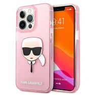 Karl Lagerfeld Glitter Karl&#39;s Head Case for iPhone 13 Pro Max - Pink, Karl Lagerfeld