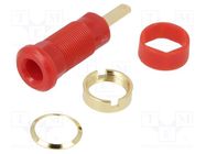 Socket; 2mm banana; 10A; 600VDC; red; Plating: gold-plated; 29.7mm CLIFF