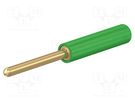 Adapter; 2mm banana; green; gold-plated; 36.5mm; plug-in; Medical STÄUBLI