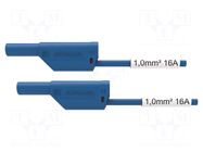 Test lead; 16A; banana plug 4mm,both sides; Urated: 1kV; Len: 0.5m SCHÜTZINGER