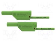 Test lead; 16A; banana plug 4mm,both sides; Urated: 1kV; green SCHÜTZINGER