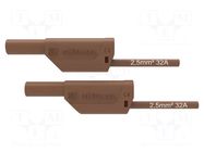 Test lead; 32A; banana plug 4mm,both sides; Urated: 1kV; brown SCHÜTZINGER