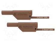 Test lead; 16A; banana plug 4mm,both sides; Urated: 1kV; brown SCHÜTZINGER