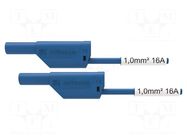 Test lead; 16A; banana plug 4mm,both sides; Urated: 1kV; blue SCHÜTZINGER