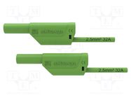 Test lead; 32A; banana plug 4mm,both sides; Urated: 1kV; green SCHÜTZINGER