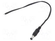 Cable; 2x0.5mm2; wires,DC 5,5/2,5 plug; straight; black; 0.25m MFG