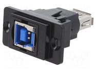 Coupler; USB A socket,USB B socket; DUALSLIM; USB 3.0; metal CLIFF