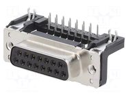 Connector: D-Sub; PIN: 15; socket; female; on PCBs; angled 90°; THT HARTING